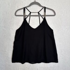 Lovposh Womens Top Black S Strappy Silver Accent Lined